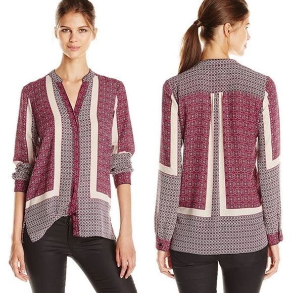 NYDJ Scarf Print Split Neck Blouse - Picture 13 of 13